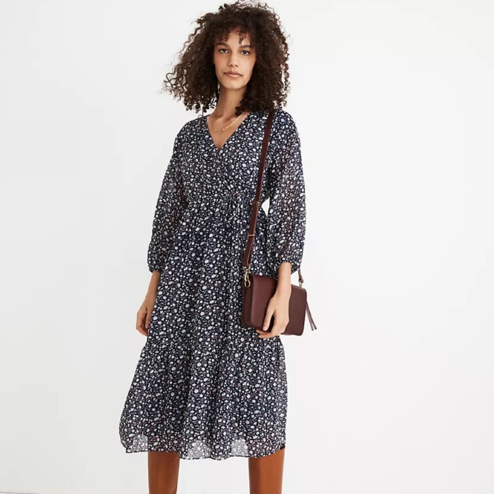 NWT! Madewell Tie-Waist Midi Dress, size small